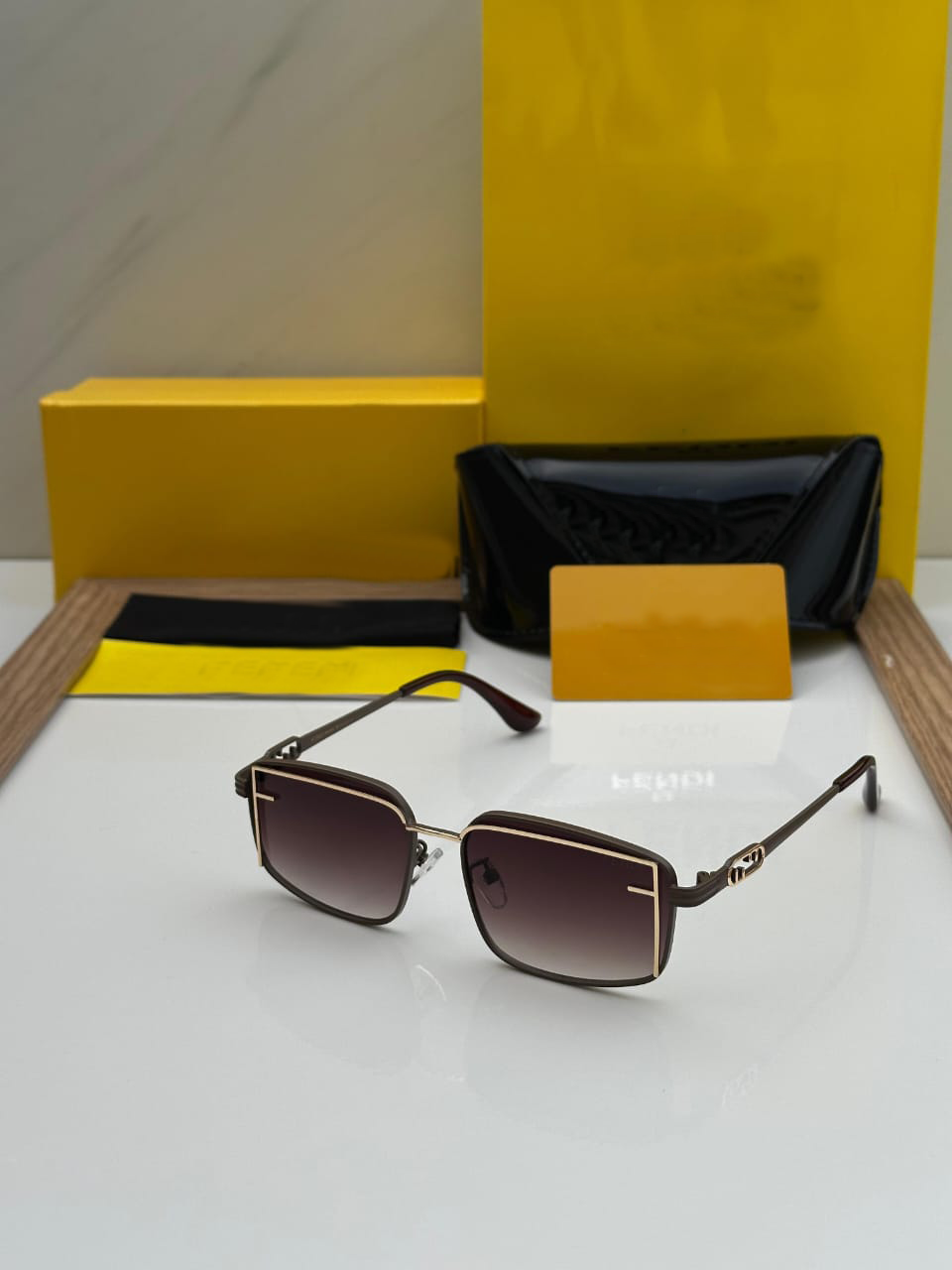 Premium Square Metal Frame Sunglasses – UV400 Protection | Brown, Blue & Black Lenses