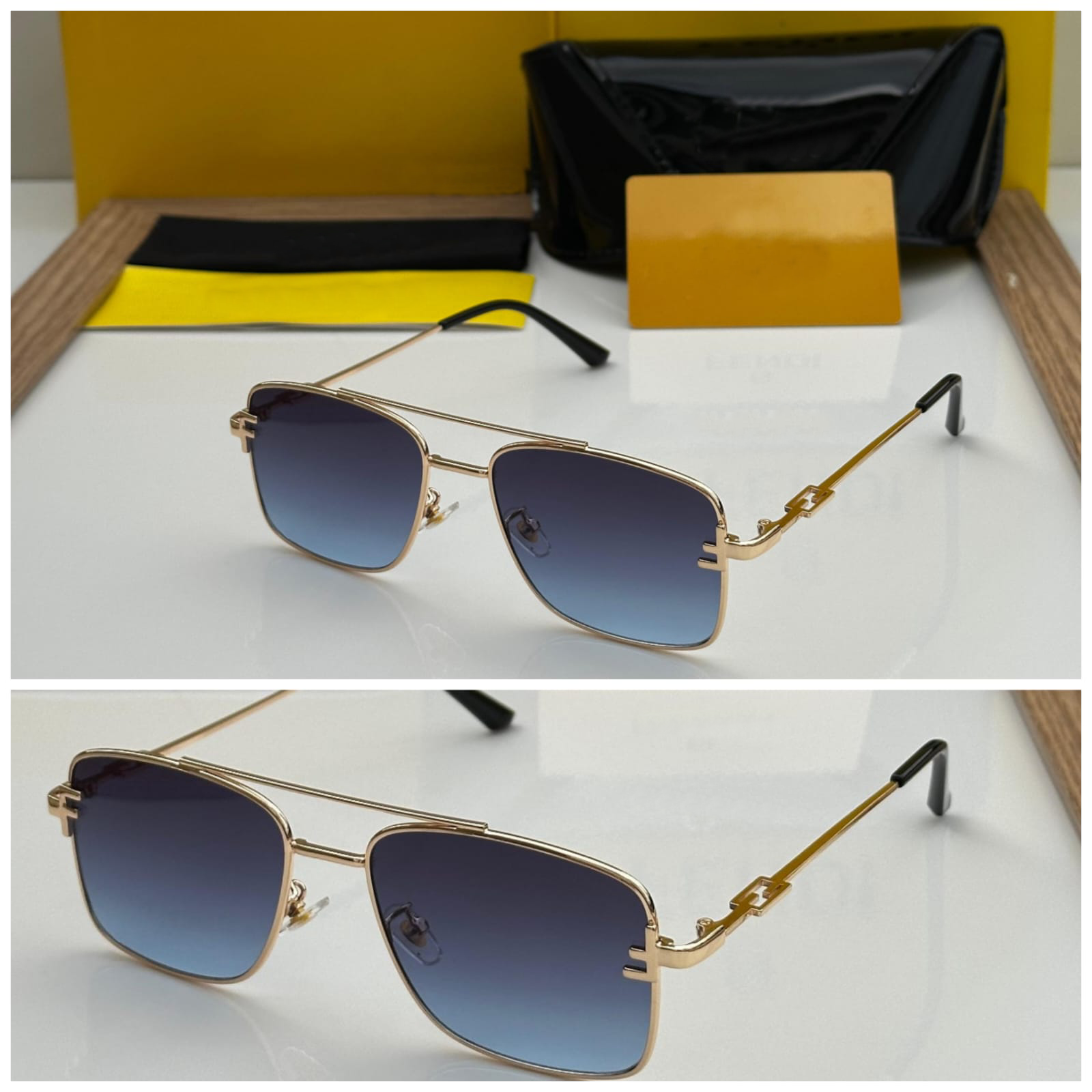 Luxury Square Frame Sunglasses for Men & Women – UV400 Protection | Blue, Black & Pink Lenses