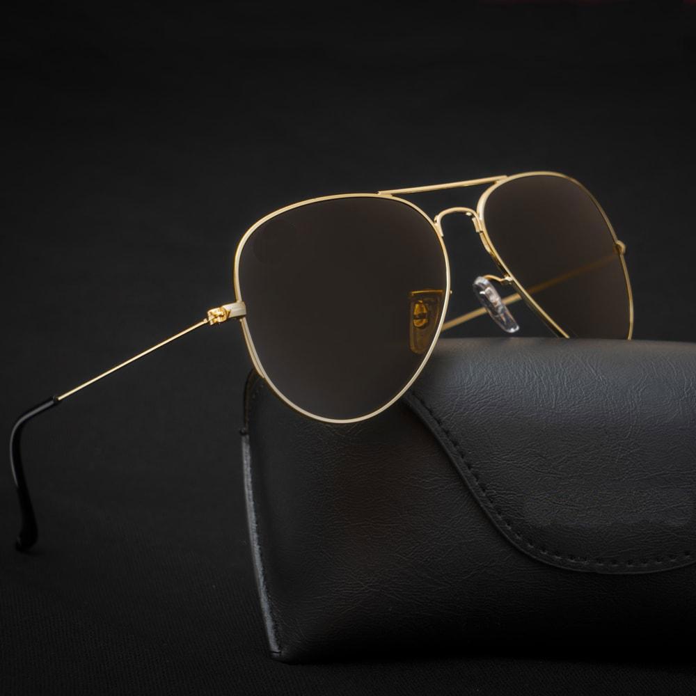 Stylish Brown and Gold Aviator Sunglasses For Men And Women-FunkyTradition