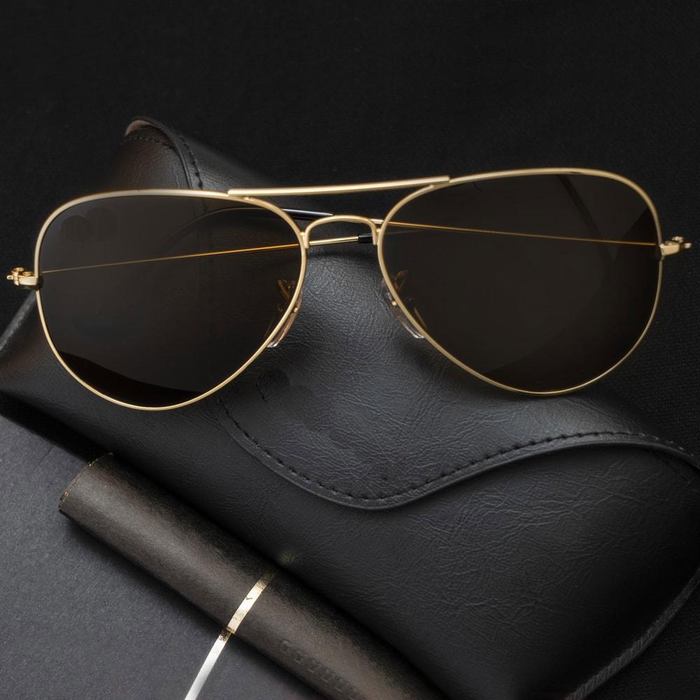 Stylish Brown and Gold Aviator Sunglasses For Men And Women-FunkyTradition