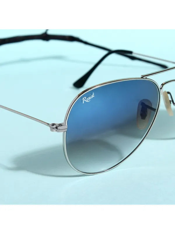 UV Protected Silver Blue Gradient Aviator Sunglasses For Men & Women- FunkyTradition