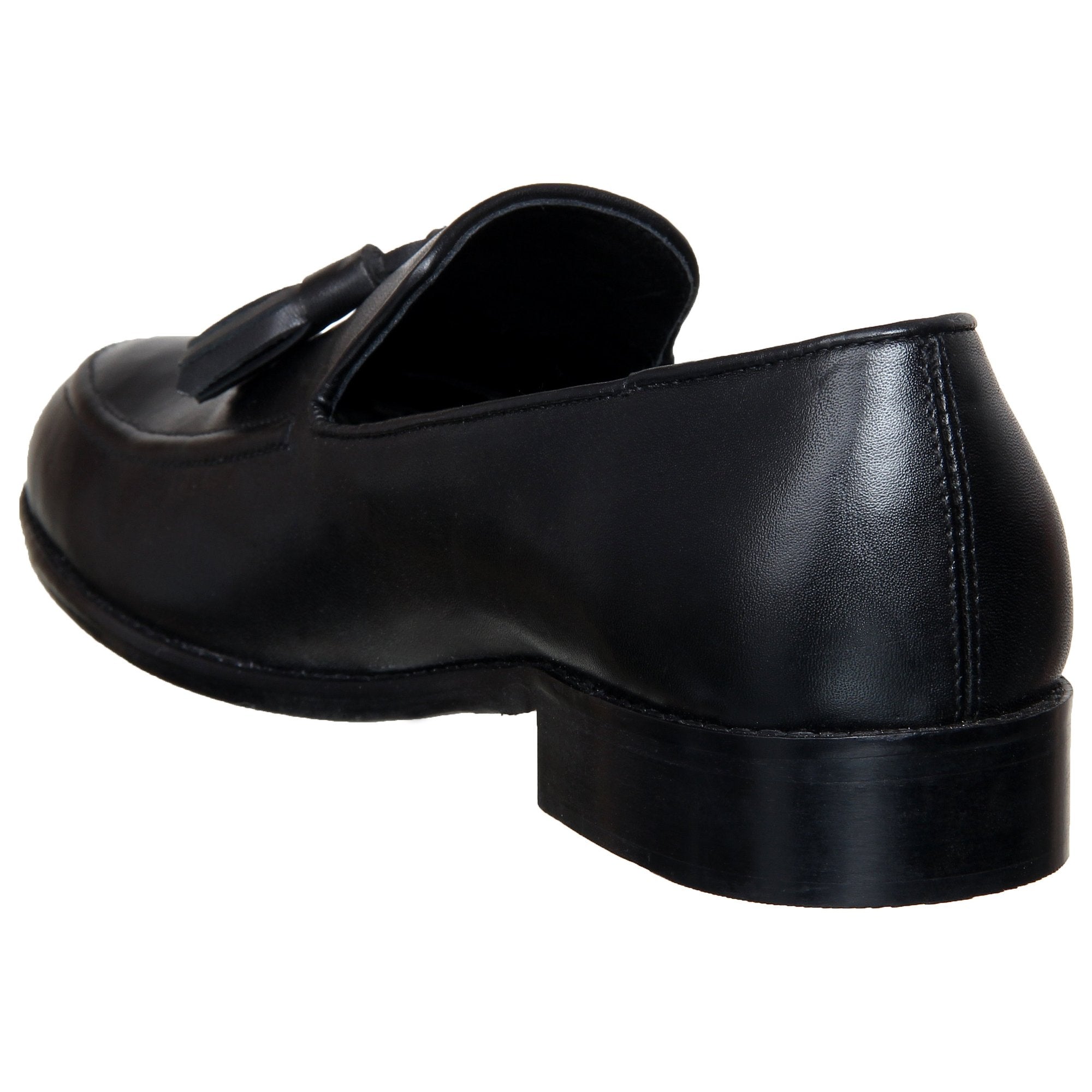 Smooth Black Slipons With Tassles For Men-FunkyTradition