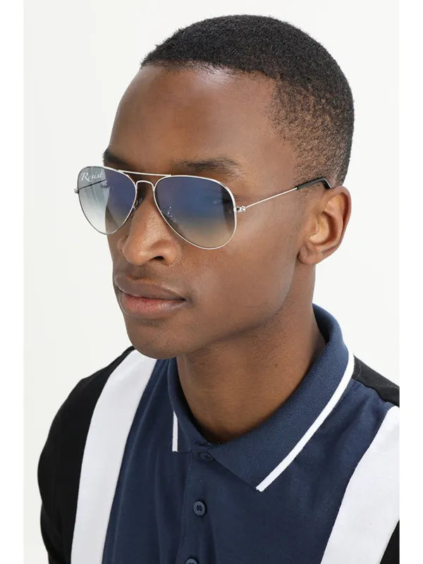 UV Protected Silver Blue Gradient Aviator Sunglasses For Men & Women- FunkyTradition