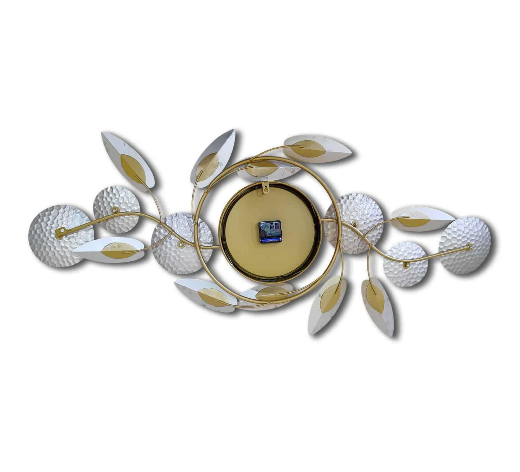 Luxurious Gold Metal Wall Clock – 48 Inch Decorative Floral Leaf Design, Large Modern Wall Art for Living Room, Office & Home Décor