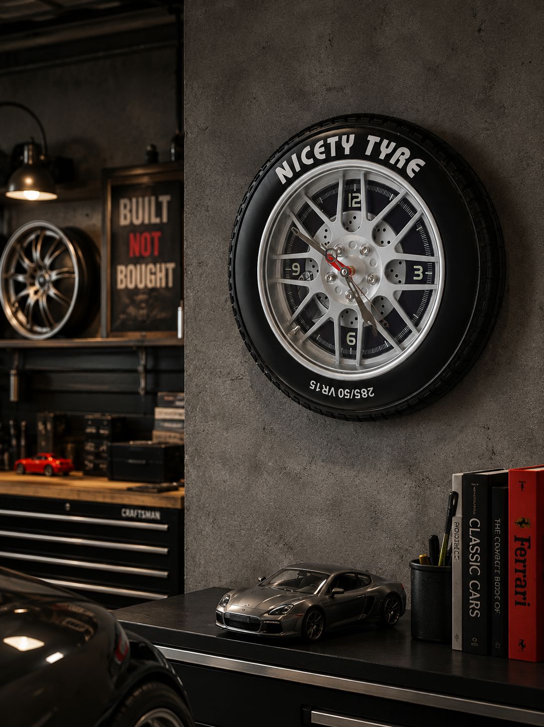 20 Inch Tyre-Inspired Automotive Wall Clock | Silent – FunkyTradition