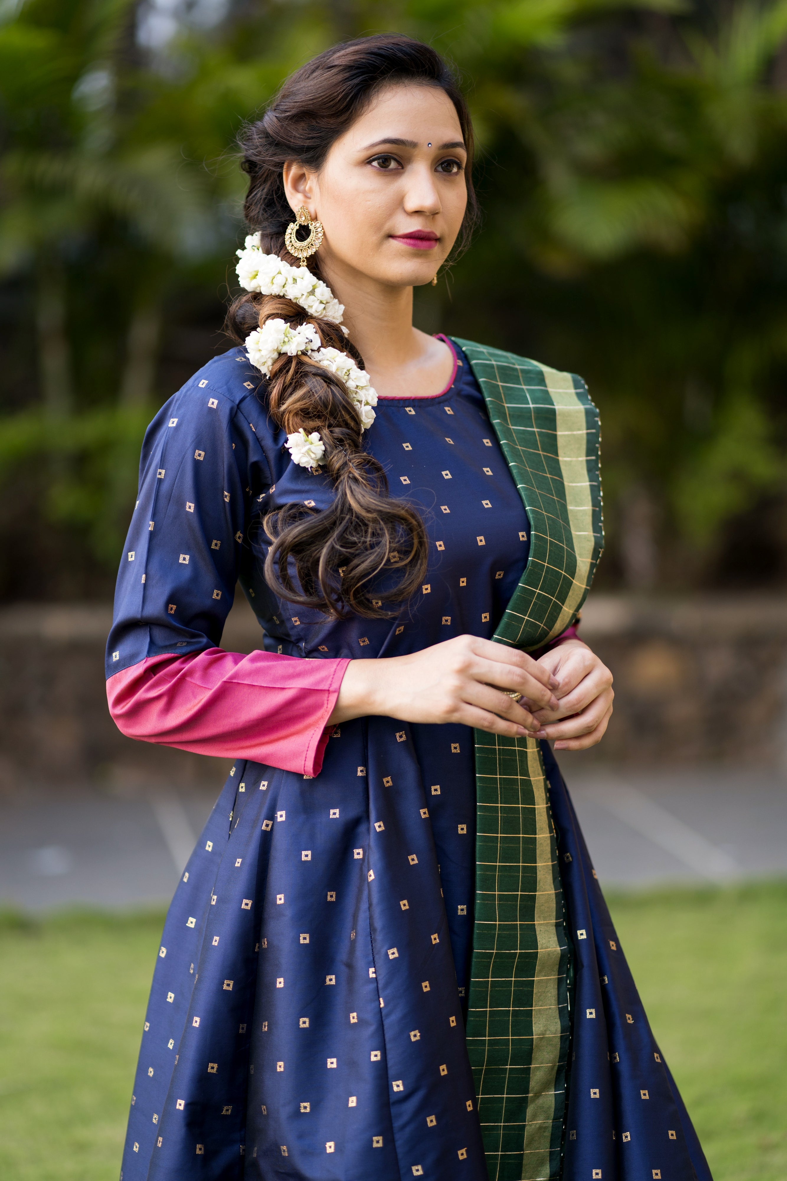 Adorable Designer Wear Blue Satin Silk Anarkali Gown With Silk Chanderi Dupatta- Adiba Fashion