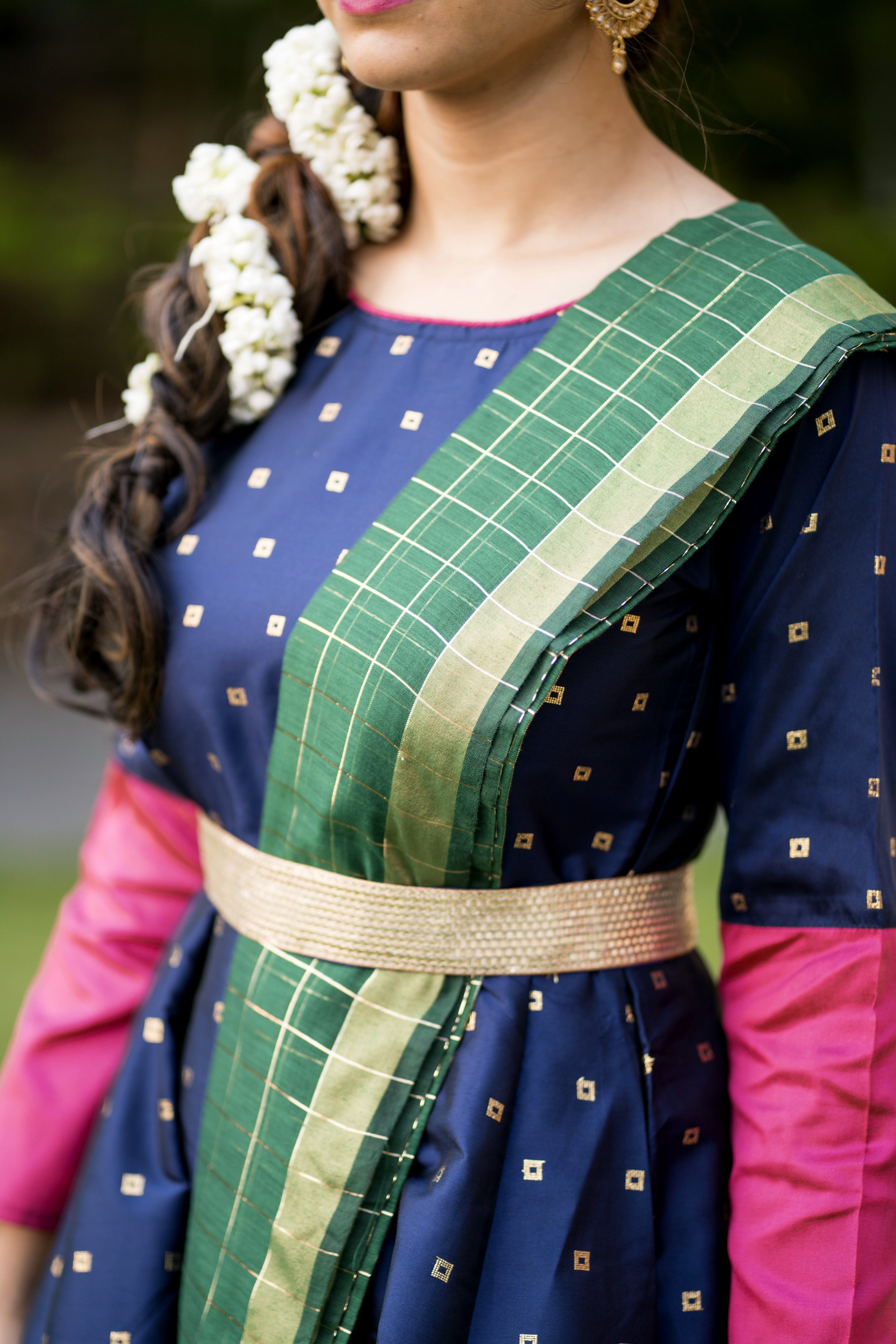 Adorable Designer Wear Blue Satin Silk Anarkali Gown With Silk Chanderi Dupatta- Adiba Fashion