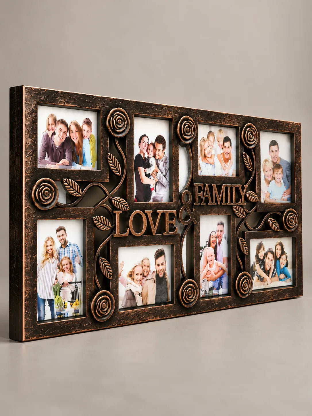 Antique Bronze Love & Family Photo Frame – Multi-Photo Wall Frame | 70 × 34 cm
