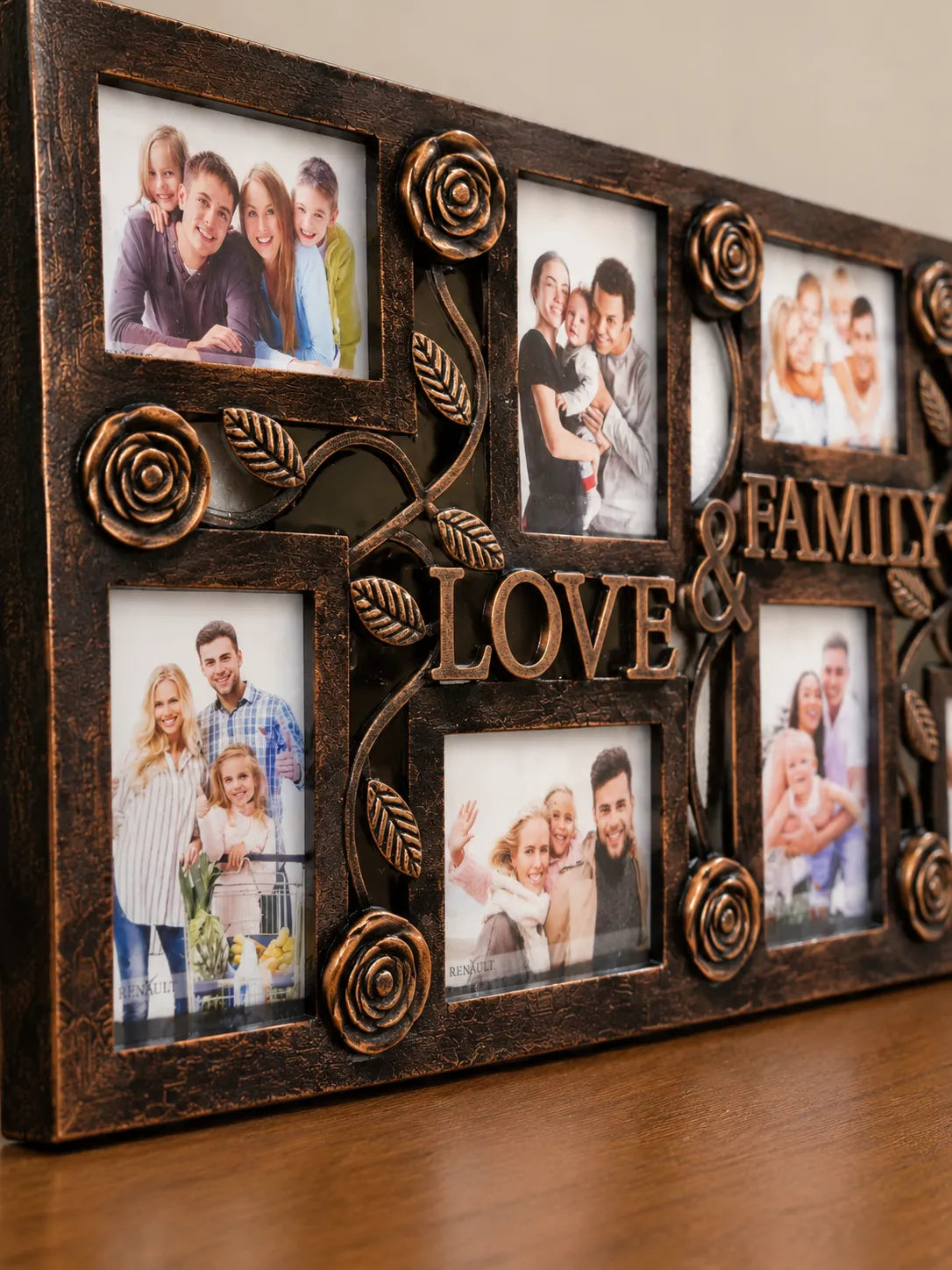 Antique Bronze Love & Family Photo Frame – Multi-Photo Wall Frame | 70 × 34 cm