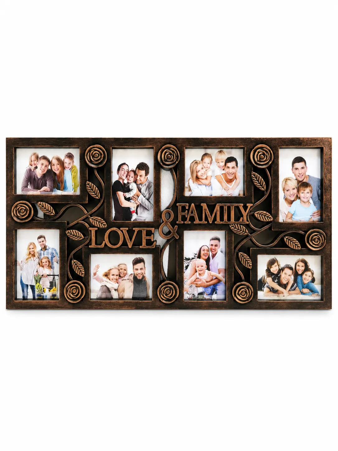 Antique Bronze Love & Family Photo Frame – Multi-Photo Wall Frame | 70 × 34 cm