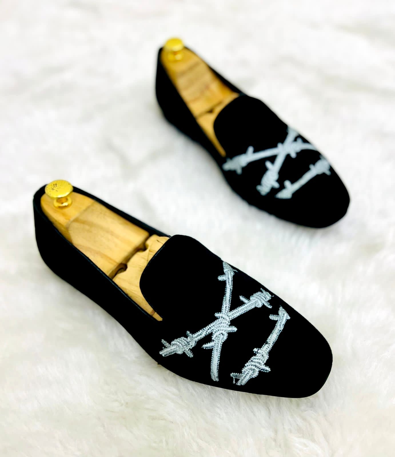 Attractive Fence Pattern Moccasins Casual And Party Wear Shoes For Men- FunkyTradition