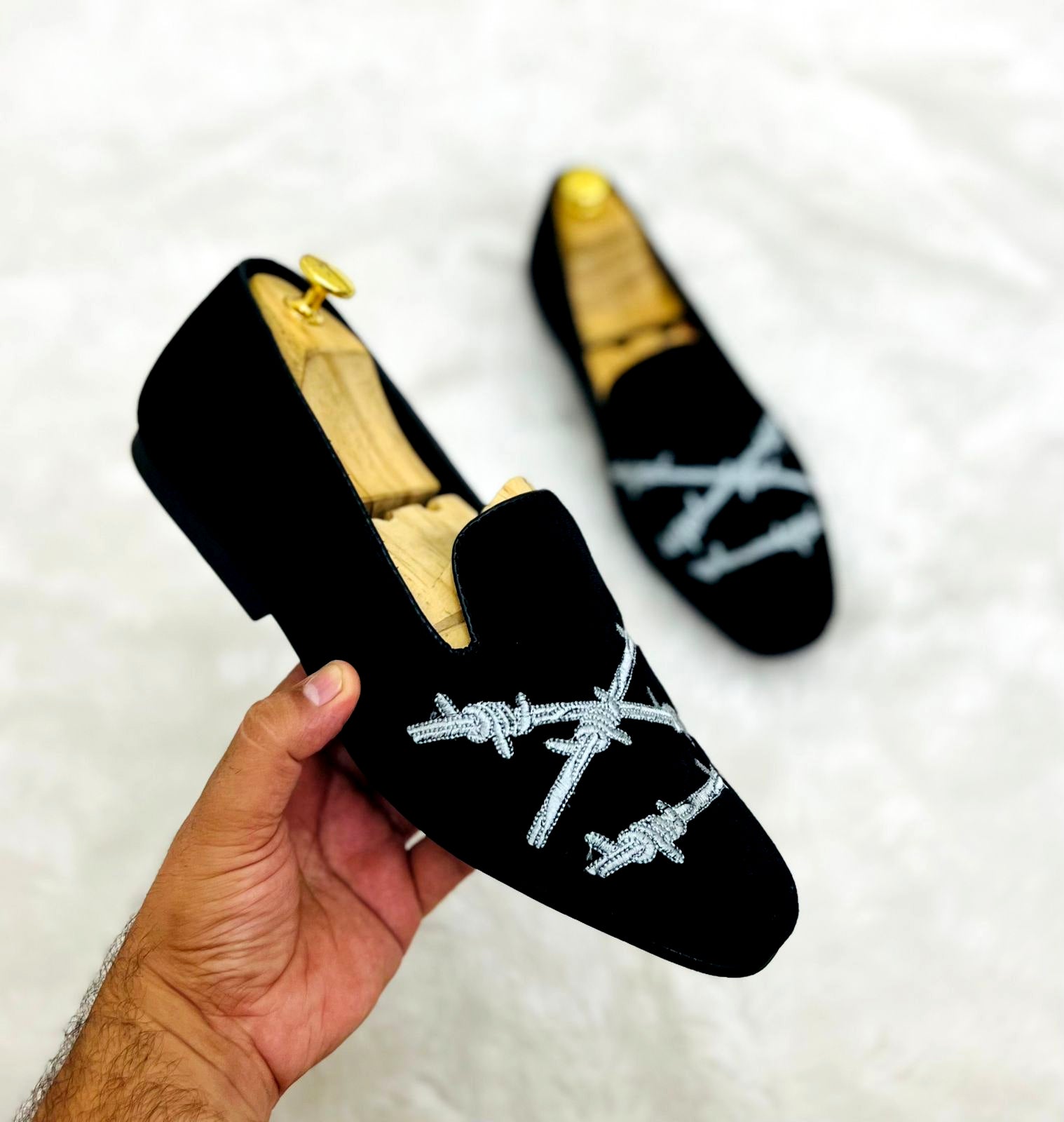 Attractive Fence Pattern Moccasins Casual And Party Wear Shoes For Men- FunkyTradition