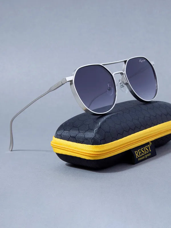 Attractive UV Protected Silver Black Gradient Round Sunglasses For Men & Women- FunkyTradition