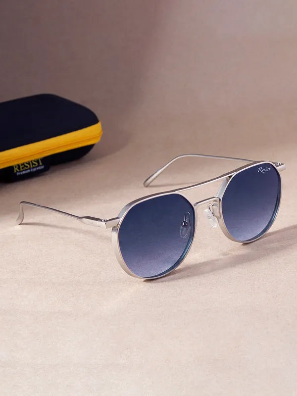 Attractive UV Protected Silver Black Gradient Round Sunglasses For Men & Women- FunkyTradition