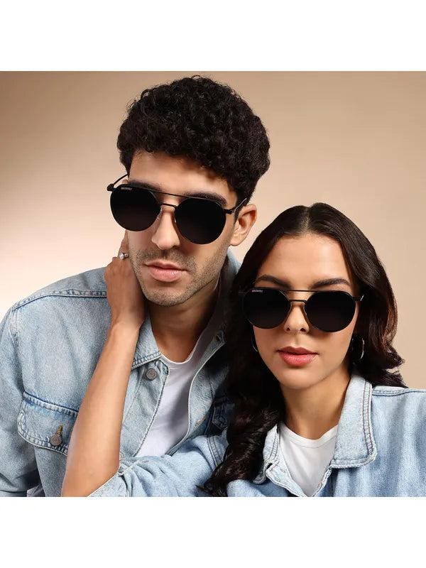 Attractive UV Protected Metal Black Round Sunglasses For Men & Women- FunkyTradition