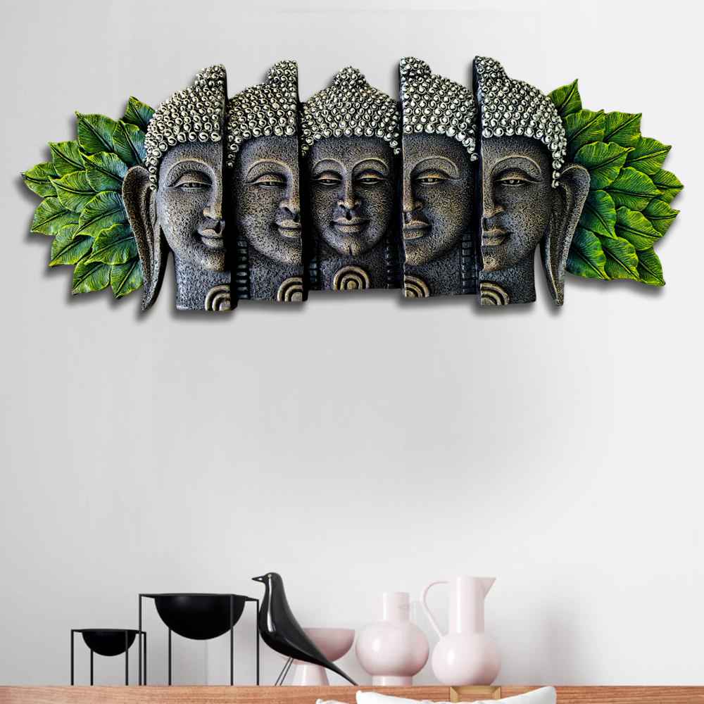 Serene Buddha Wall Art Panel – Stone Finish Décor | 87x33x6 cm (34x13x2.3 in)
