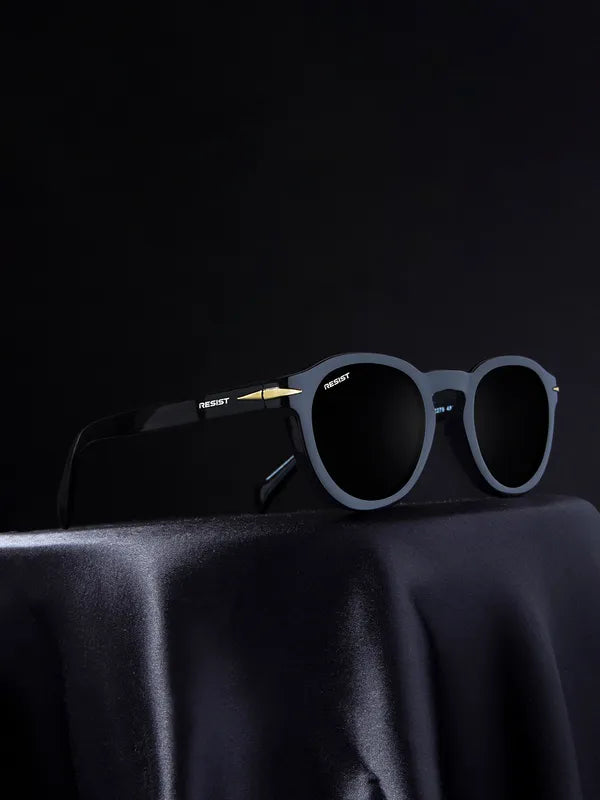 UV Protected Black Oval Sunglasses For Men & Women- FunkyTradition