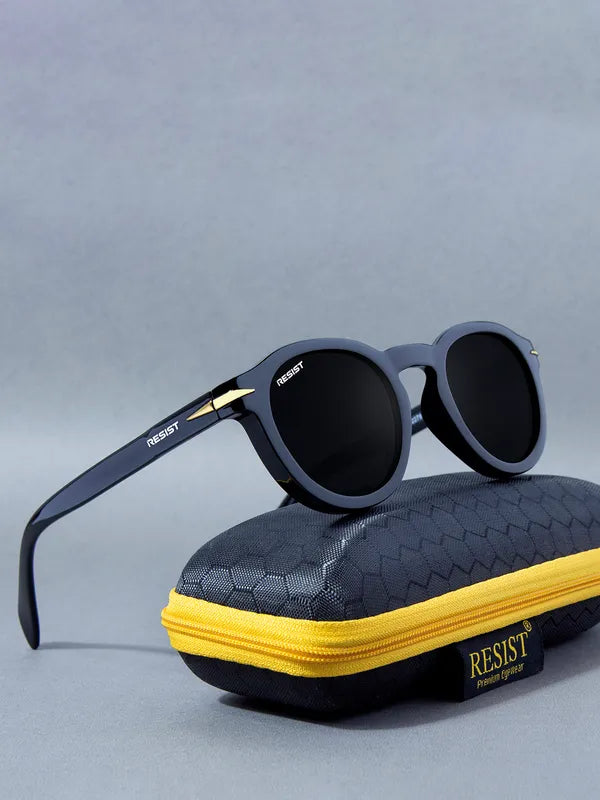 UV Protected Black Oval Sunglasses For Men & Women- FunkyTradition