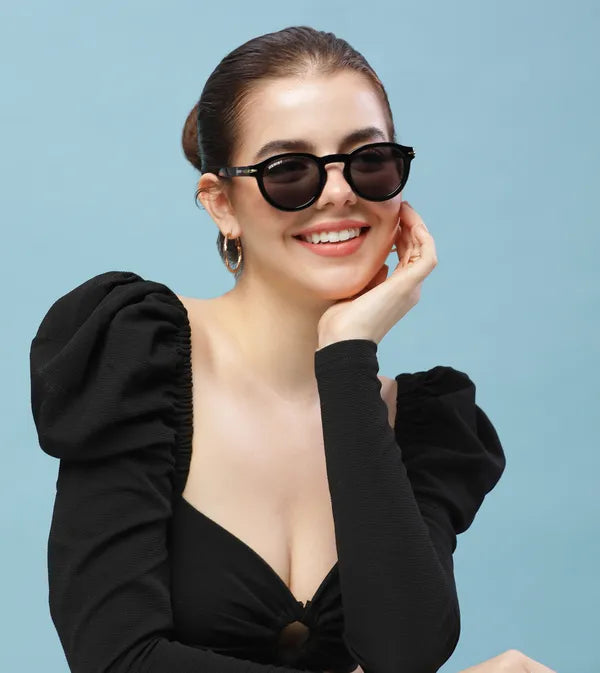 UV Protected Black Oval Sunglasses For Men & Women- FunkyTradition