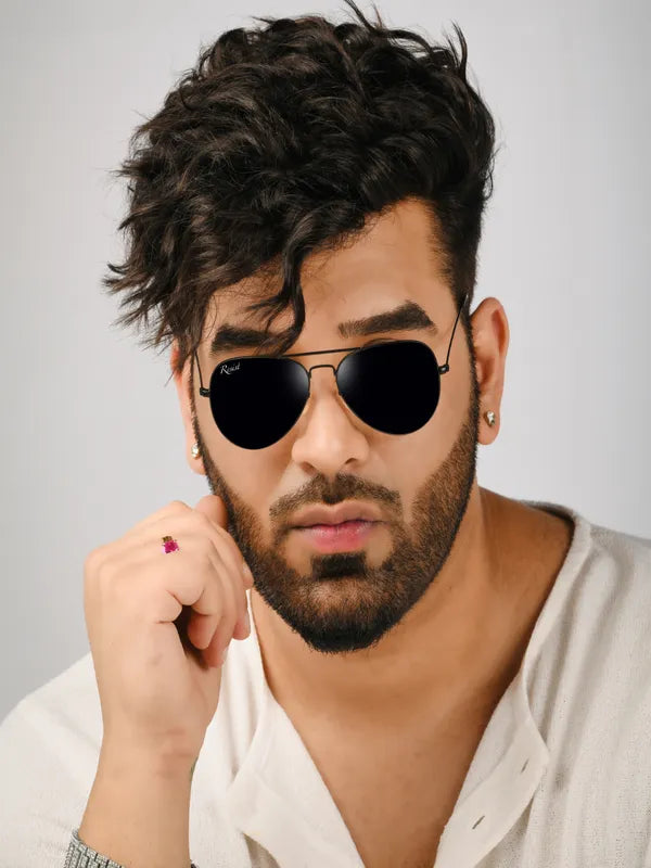 UV Protected Black Aviator Sunglasses For Men & Women- FunkyTradition