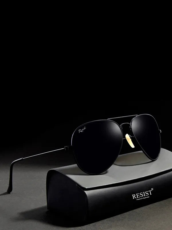 UV Protected Black Aviator Sunglasses For Men & Women- FunkyTradition