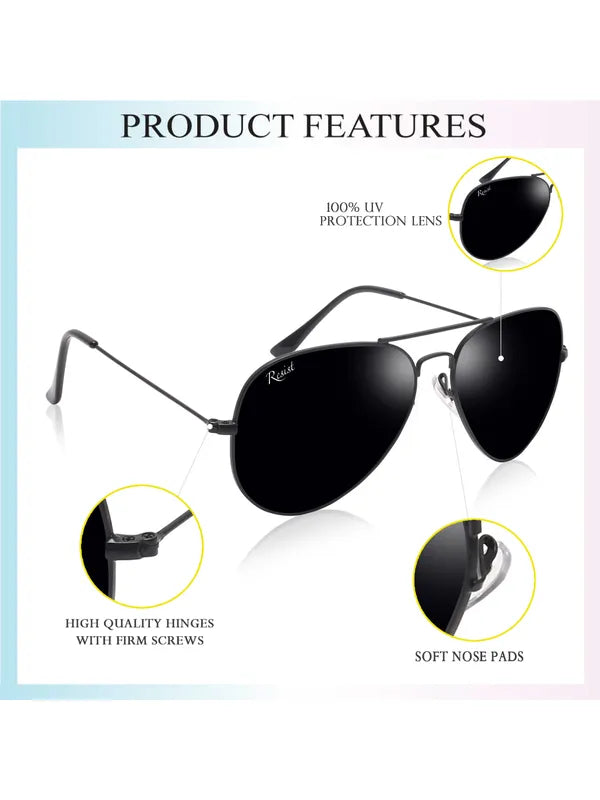 UV Protected Black Aviator Sunglasses For Men & Women- FunkyTradition