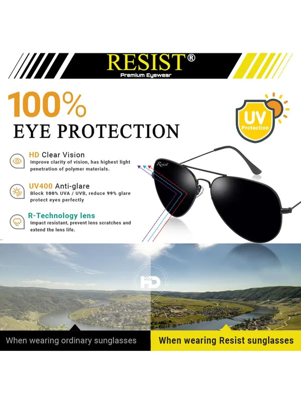 UV Protected Black Aviator Sunglasses For Men & Women- FunkyTradition