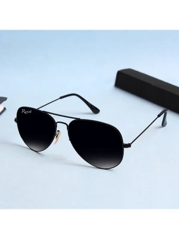UV Protected Black Aviator Sunglasses For Men & Women- FunkyTradition