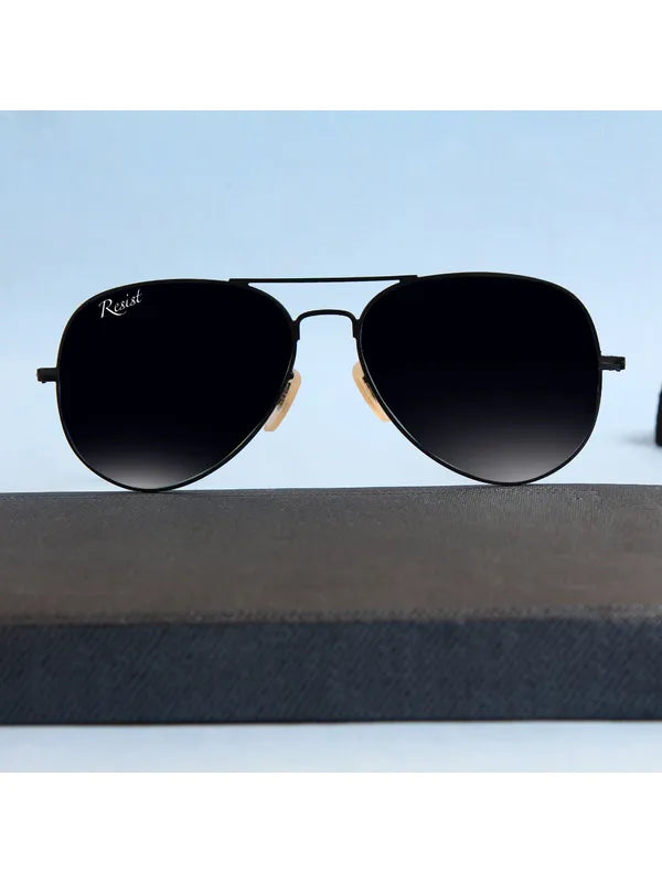 UV Protected Black Aviator Sunglasses For Men & Women- FunkyTradition