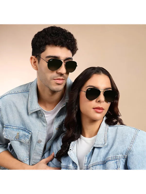 UV Protected Black Aviator Sunglasses For Men & Women- FunkyTradition