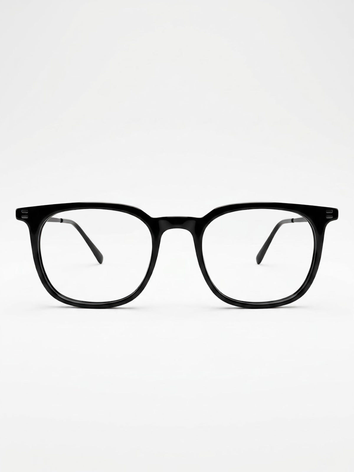 Black eyeglasses on a white background