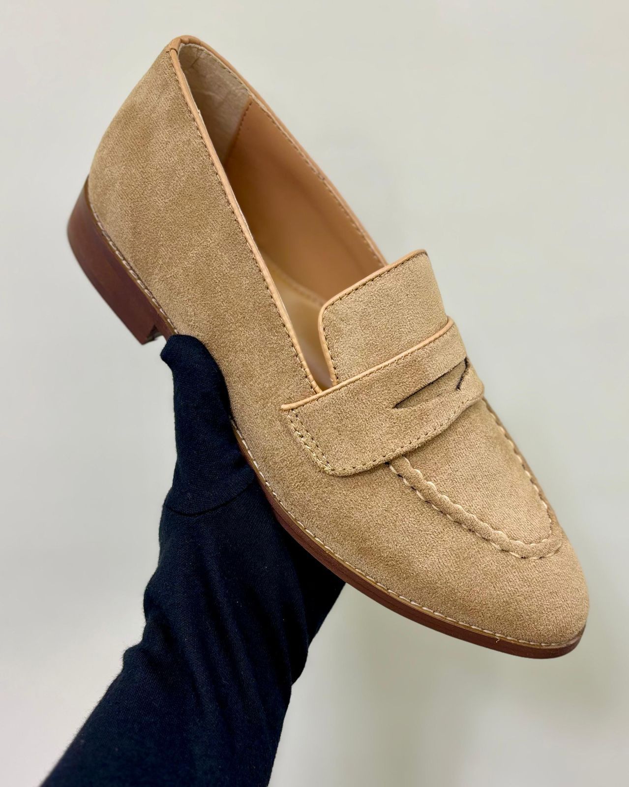 Black and Beige Suede Penny Loafers for Men- Classic and Elegant Slip-Ons by FunkyTradition