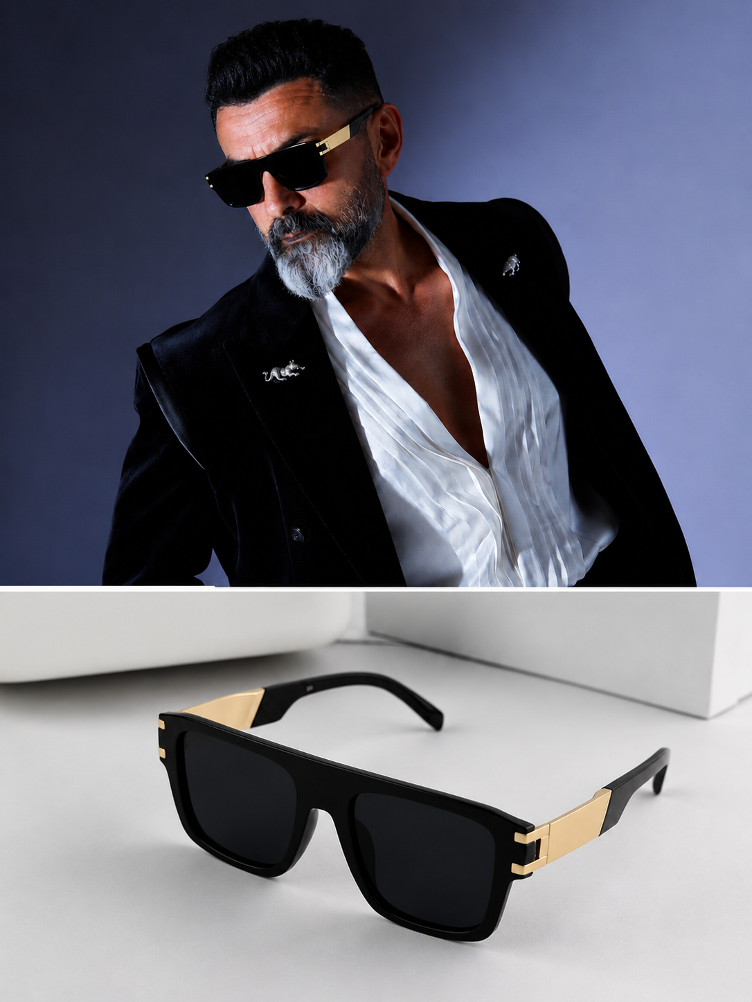 Bobby Deol Celebrity-inspired black square sunglasses