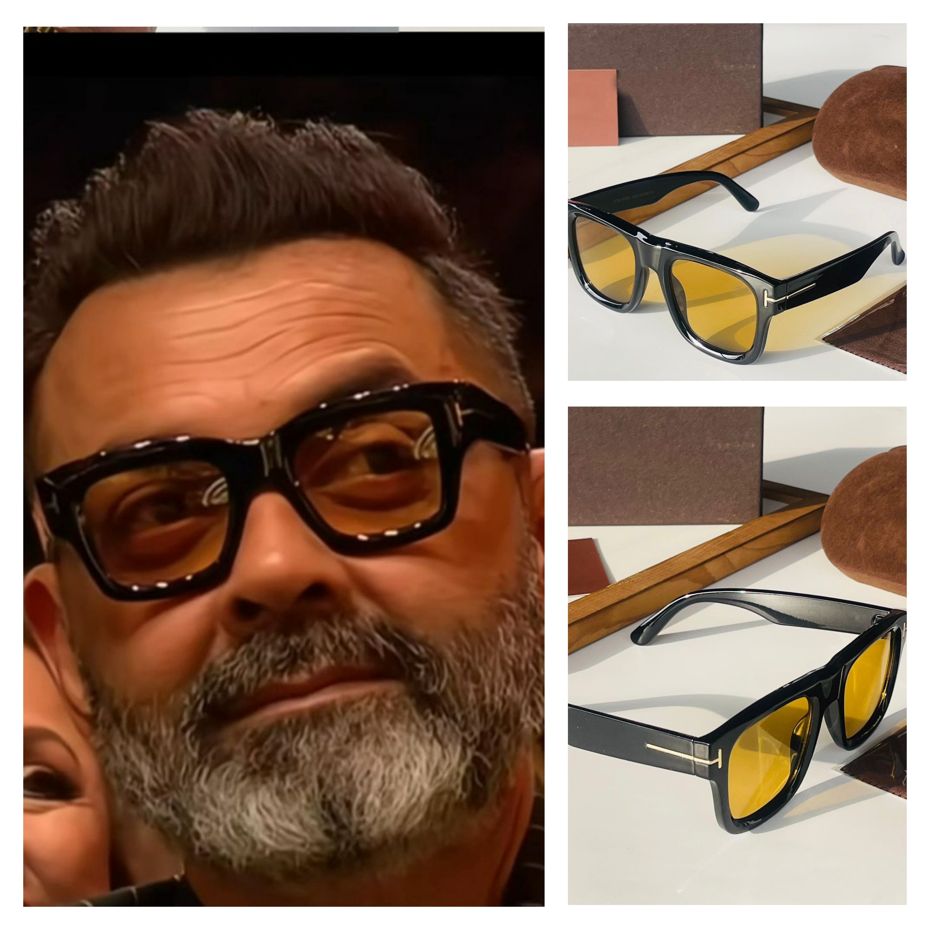 Bobby Deol inspired black frame sunglasses with yellow tint lens