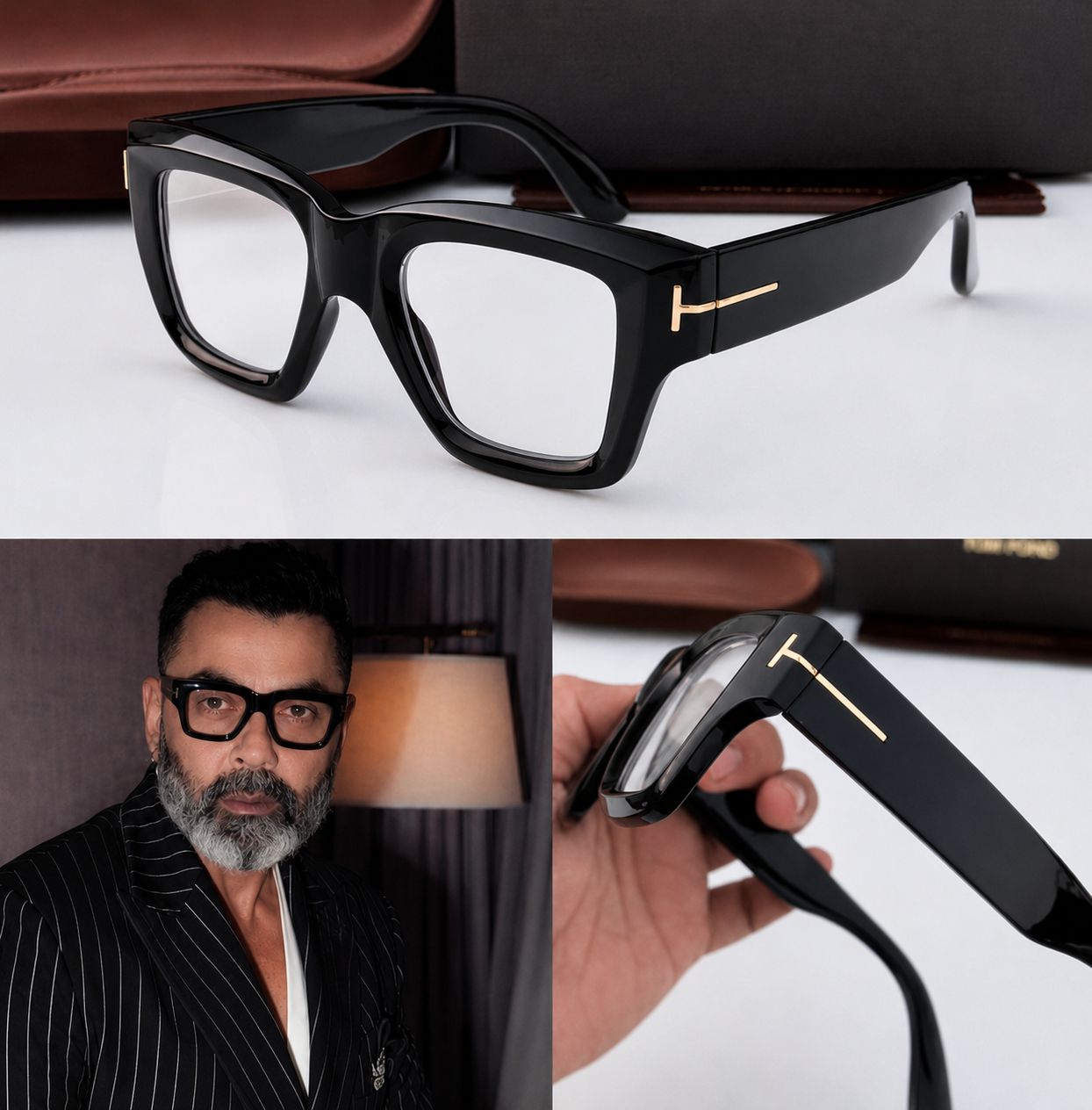 Bobby Deol inspired oversized square clear glasses