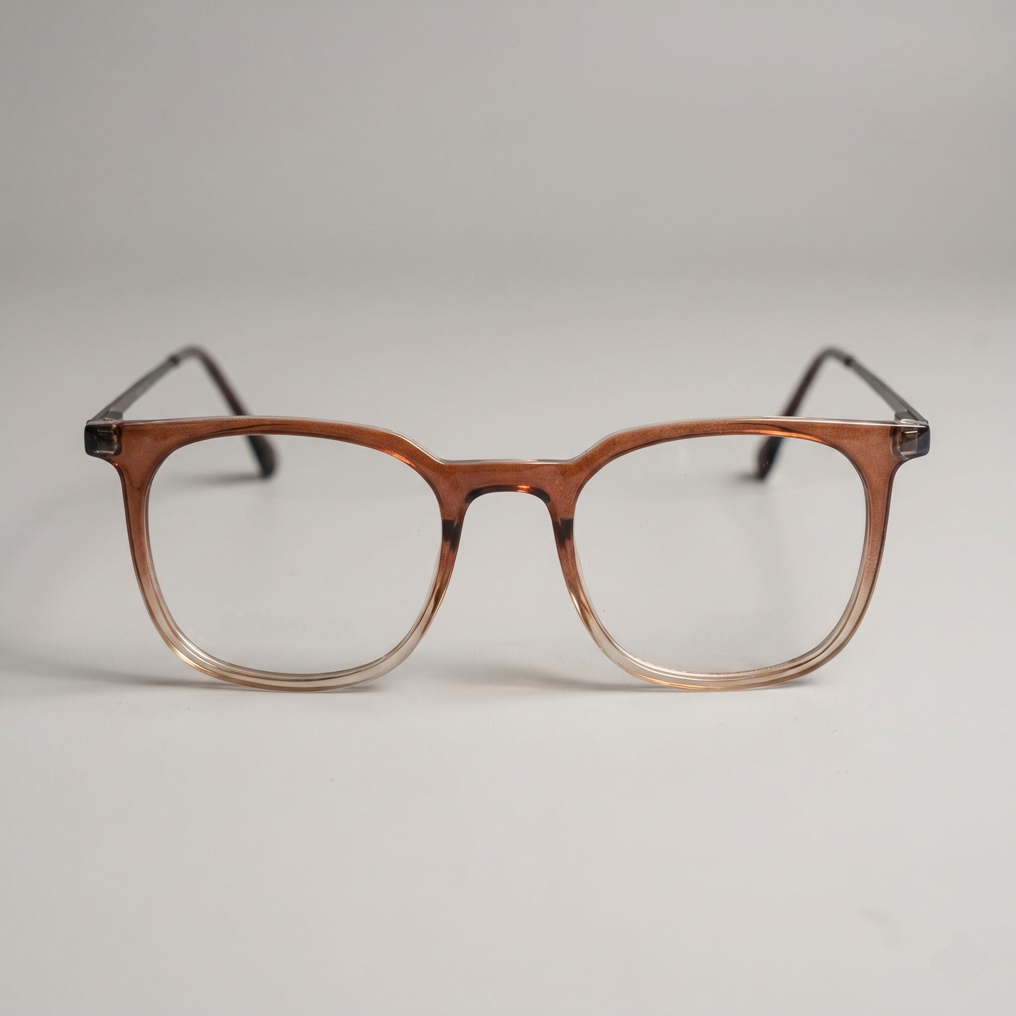 Brown crystal transparent square eyeglasses front view