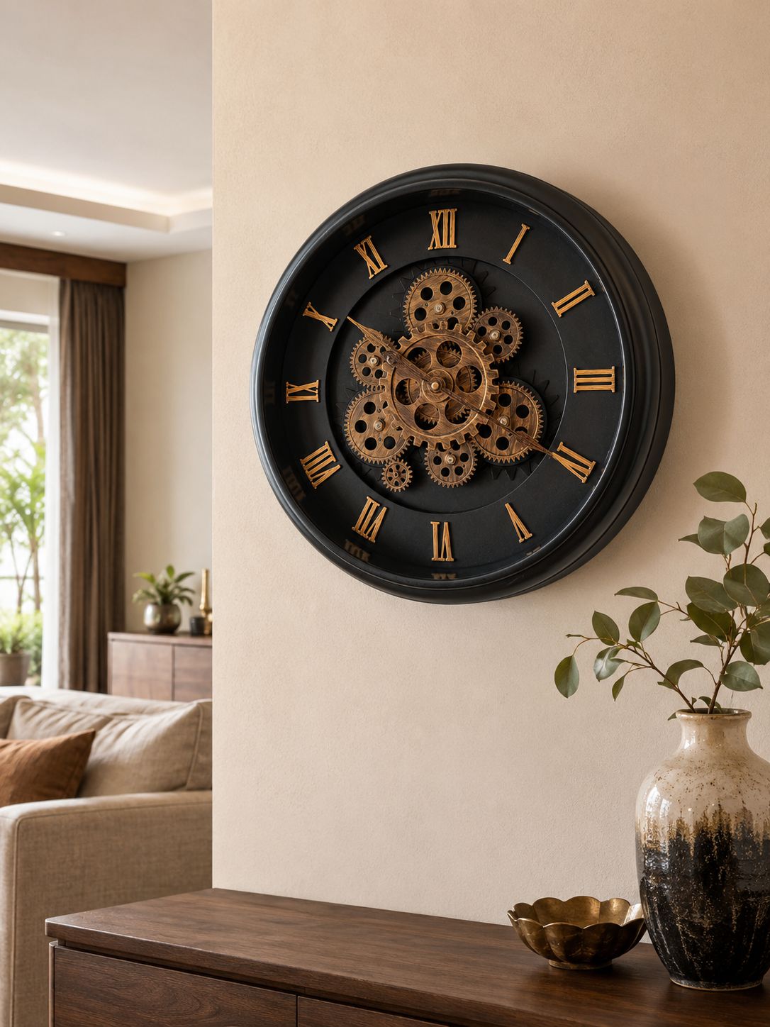Premium Mechanical Gear Wall Clock – 16 Inch Working Gear Decorative Wall Clock