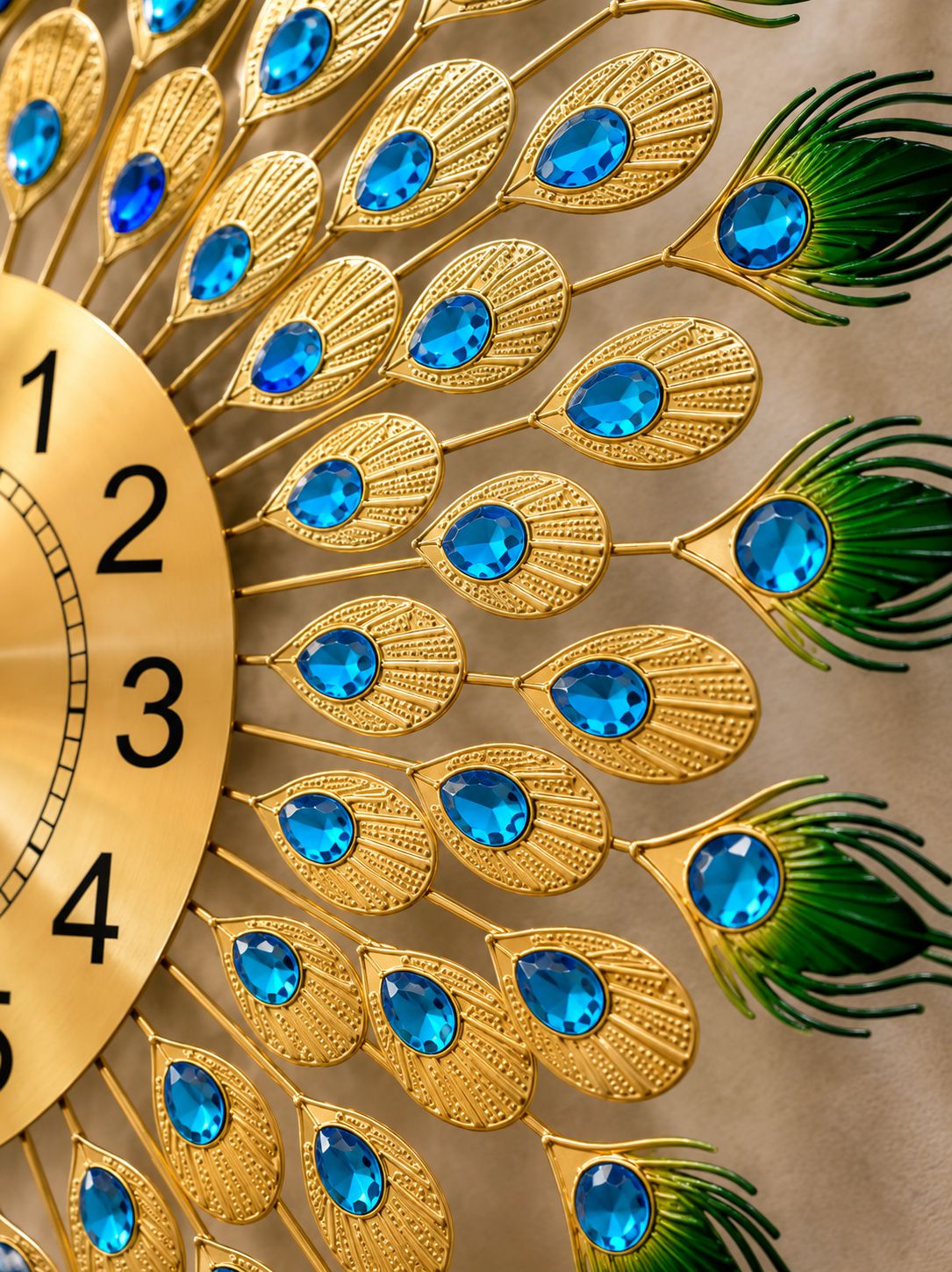 Royal Peacock Metal Wall Clock with Ceramic Peacock – Luxury Decorative Wall Clock for Living Room, Bedroom & Hall (72 x 60 cm)