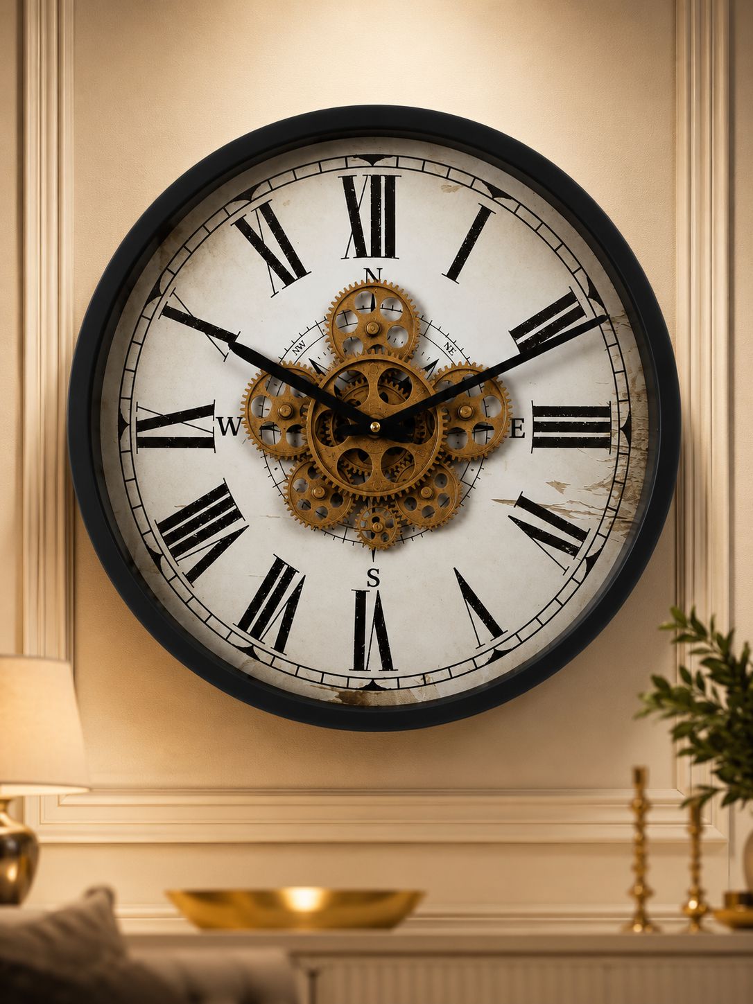 Classic Roman Numeral Wall Clock with Antique Distressed Dial