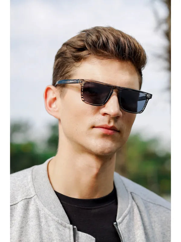 Classy UV Protected Grey Black Wayfarer Sunglasses For Men & Women- FunkyTradition