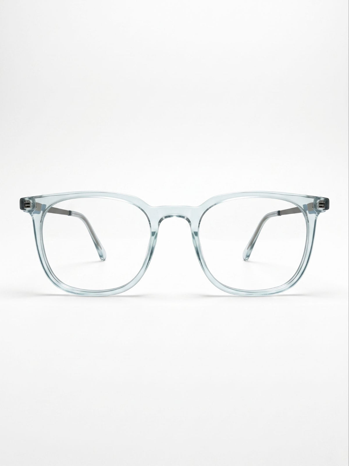 Crystal blue square eyeglasses front view