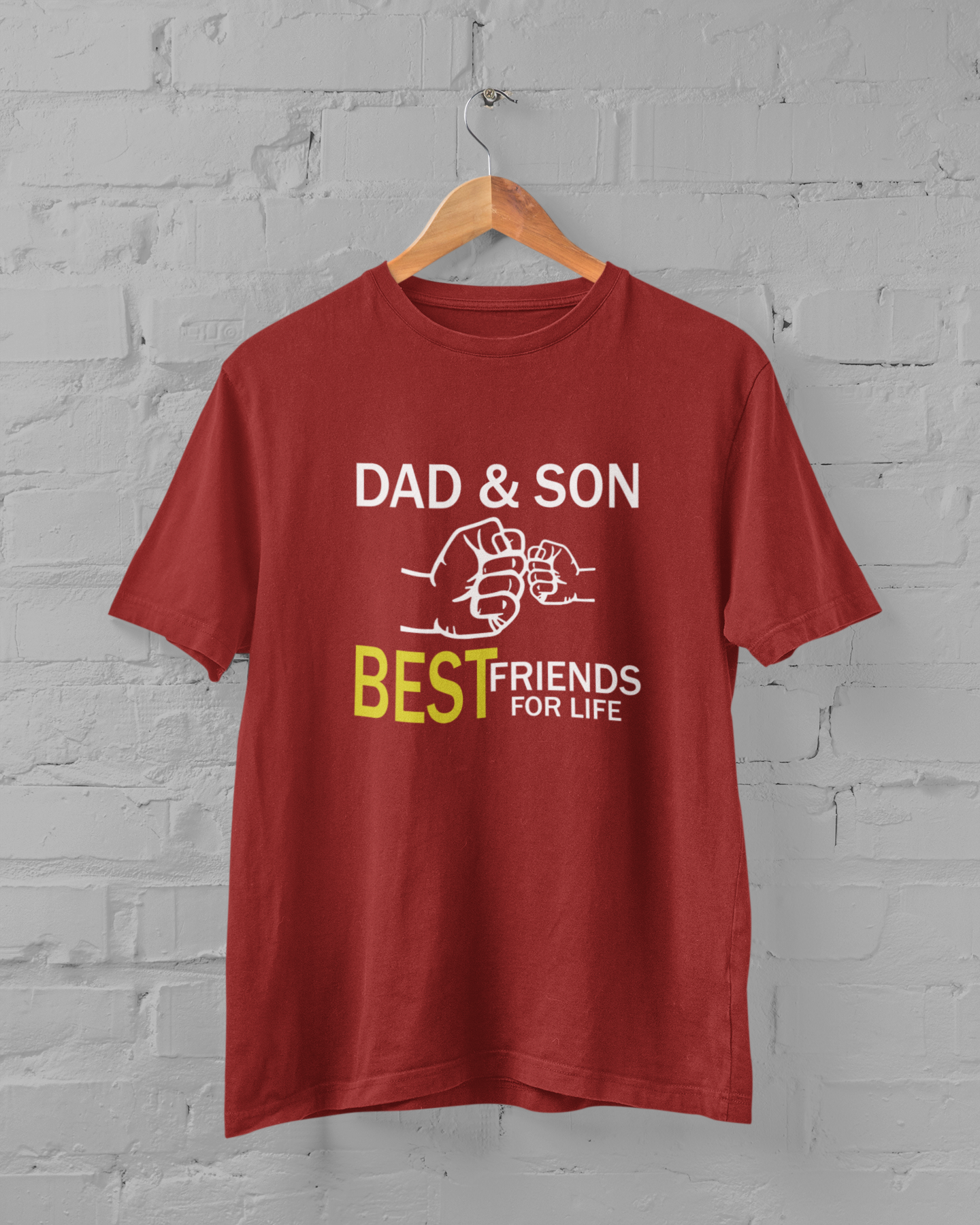 Dad And Son Best Friends For Life Father and Son Red Matching T-Shirt- FunkyTradition