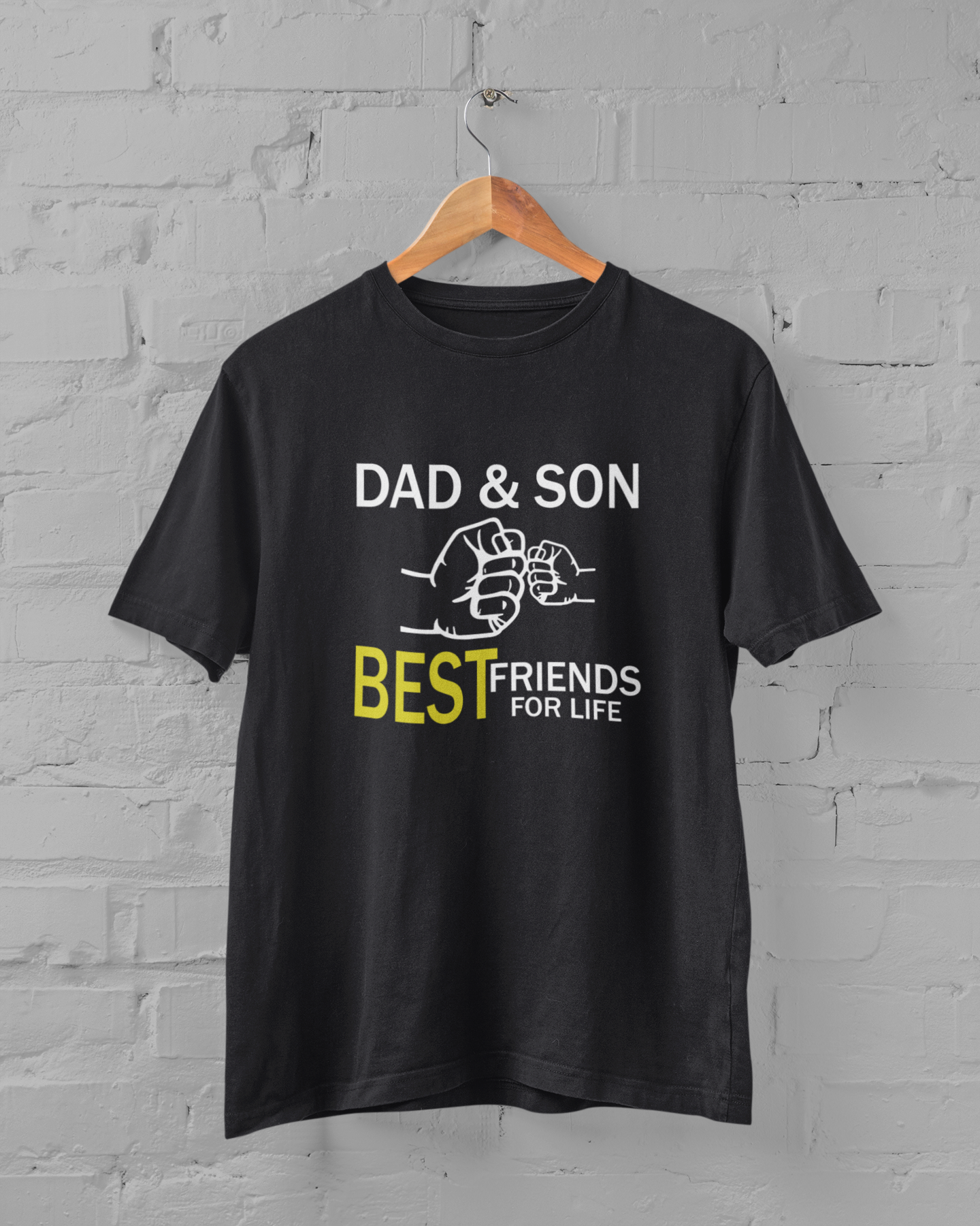 Dad And Son Best Friends For Life Father and Son Black Matching T-Shirt- FunkyTradition