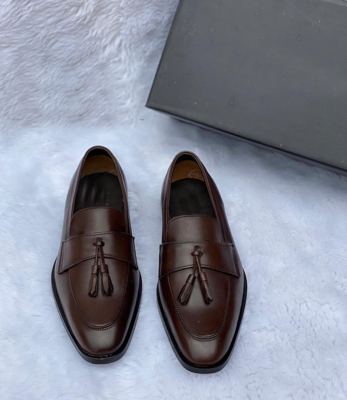 Leather Patent Slipons With Tassles For Men-FunkyTradition