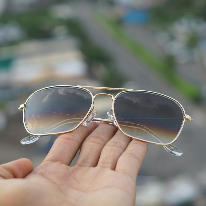 Raees Gold and Orange mercury Square Sunglasses For Men And Women-FunkyTradition