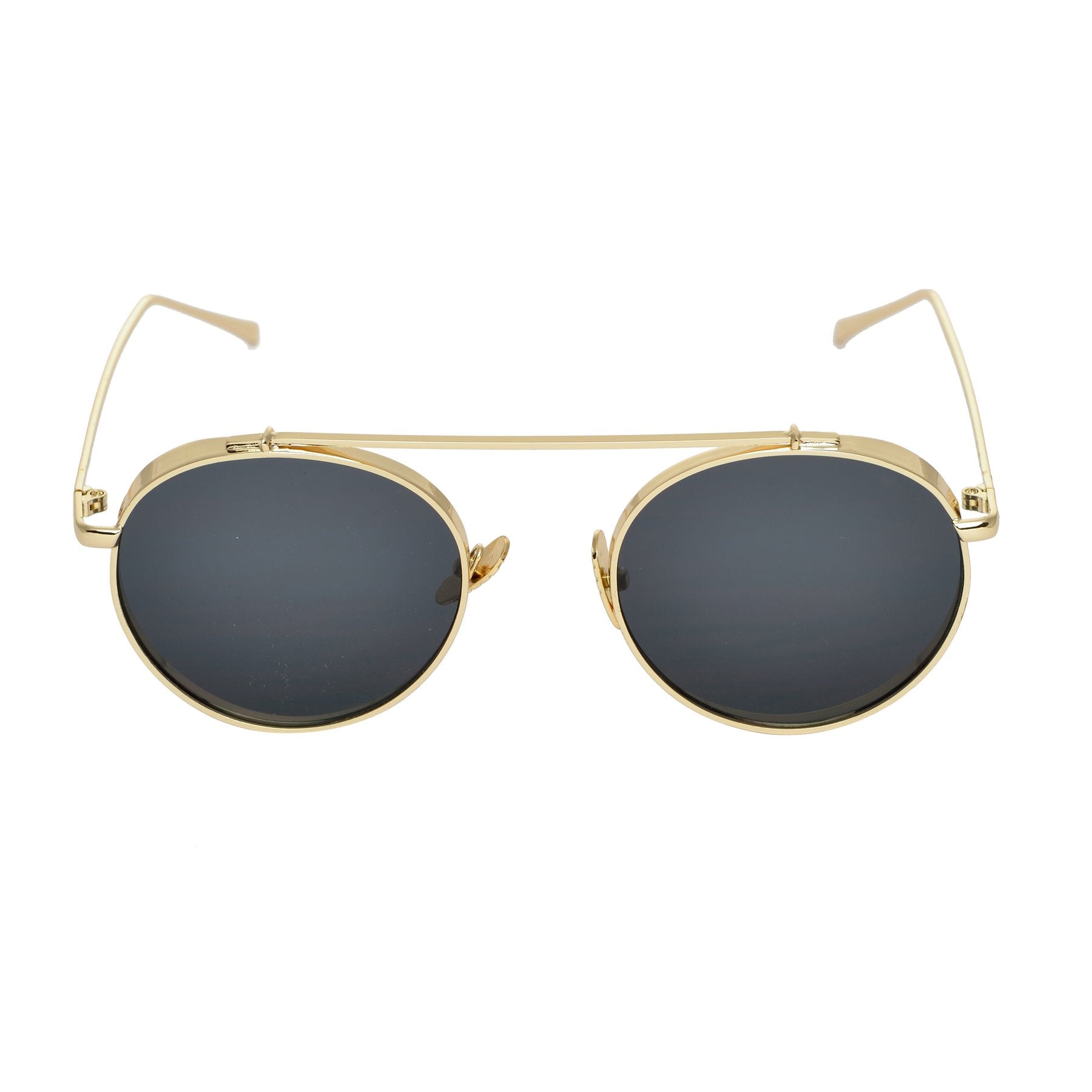 Round Black And Gold Sunglasses For Men And Women-FunkyTradition