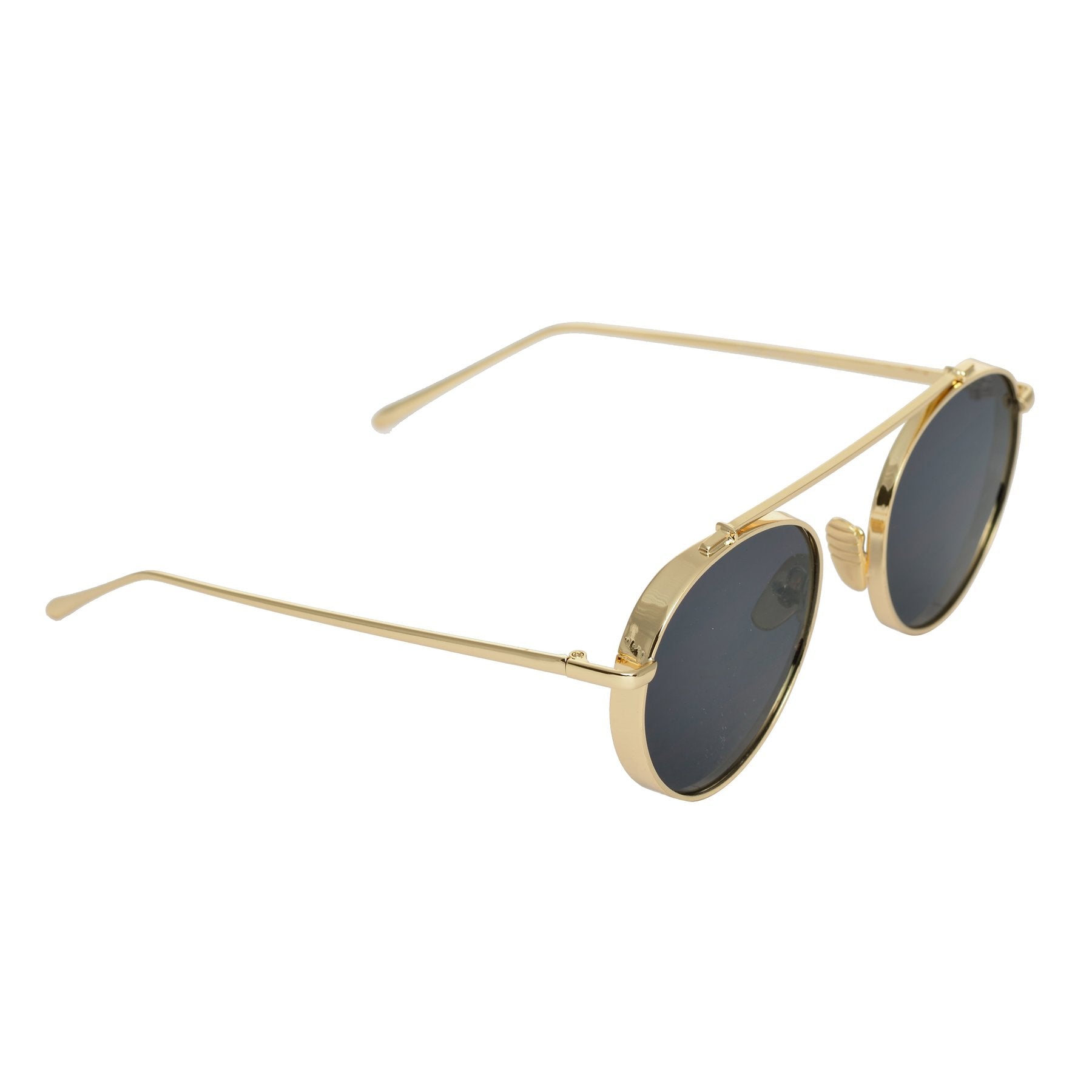 Round Black And Gold Sunglasses For Men And Women-FunkyTradition