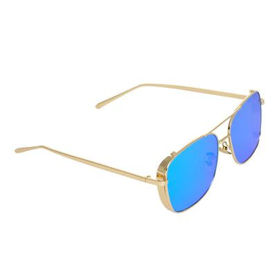 Rectangle Aqua Blue And Gold Sunglasses For Men And Women-FunkyTradition