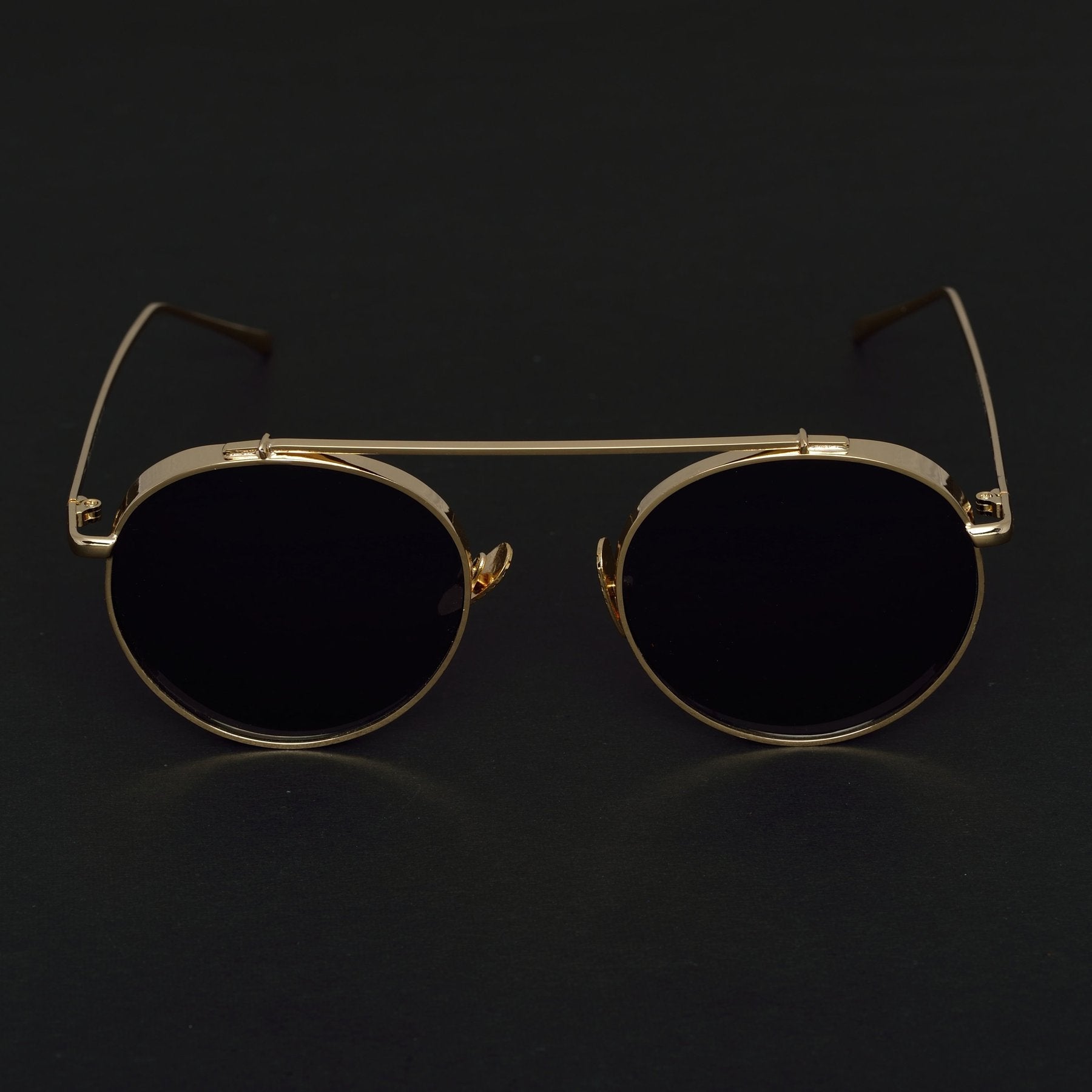 Round Black And Gold Sunglasses For Men And Women-FunkyTradition