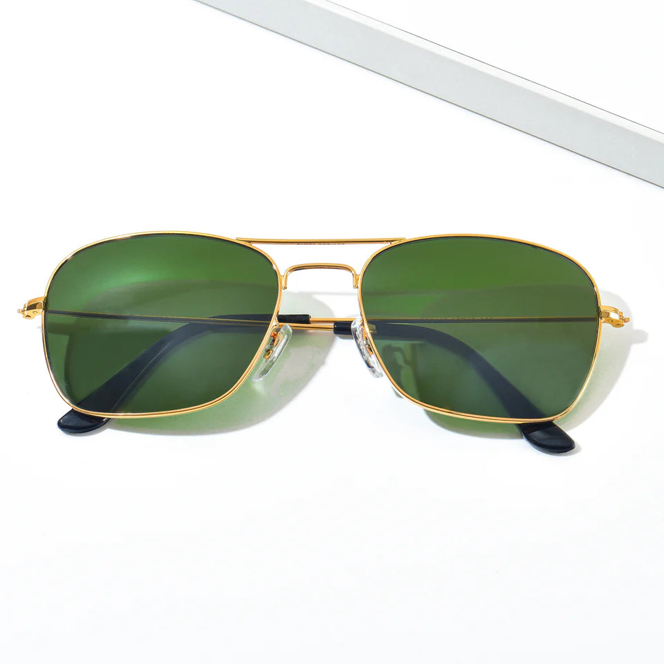 Timeless Medium Metal Frame Sunglasses | UV400 Protection | Black, Brown and Green Color Lens